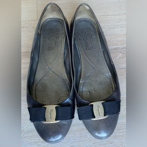 Gunmetal ferragamo flats